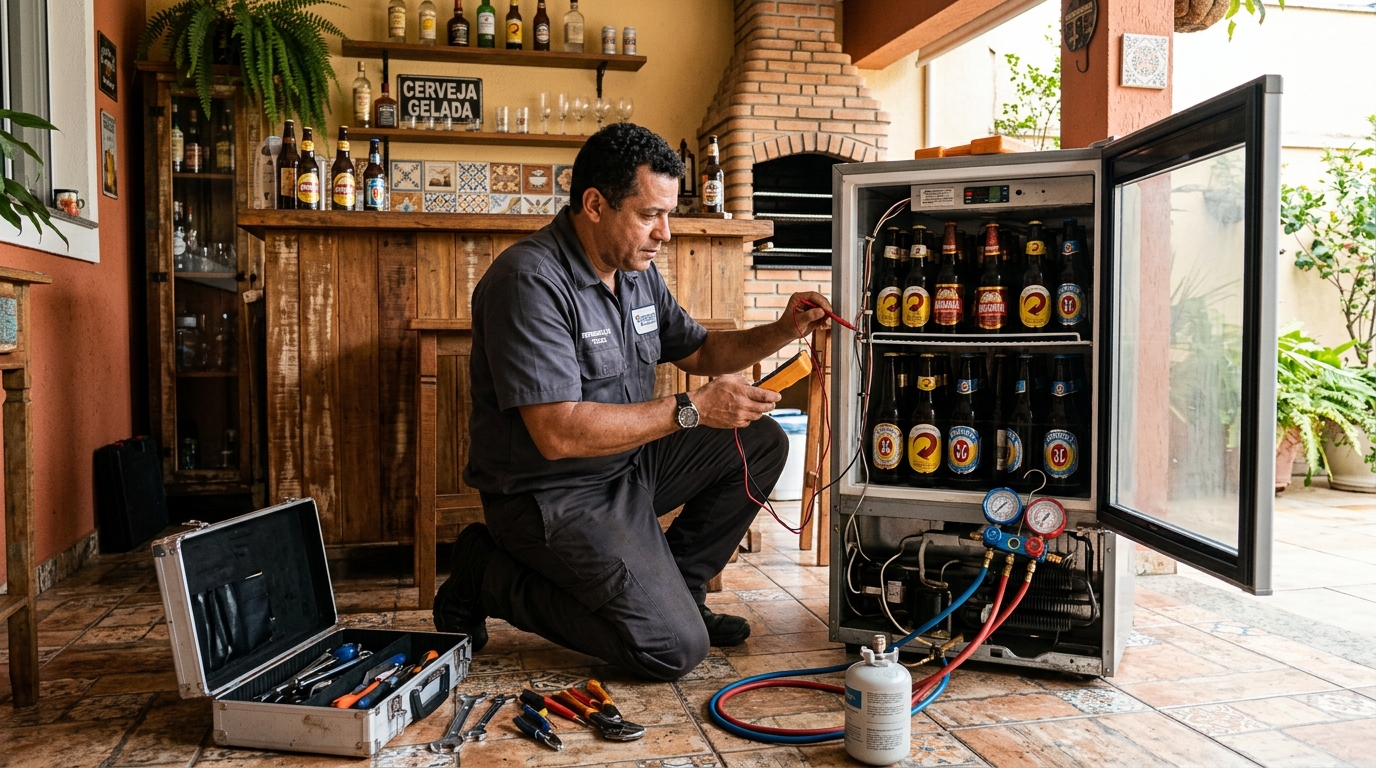 Recarga de gás refrigerante em cervejeira em atendimento em Vitória‑ES