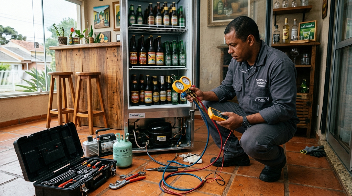 Técnico de conserto de cervejeira em residência em Vitória‑ES